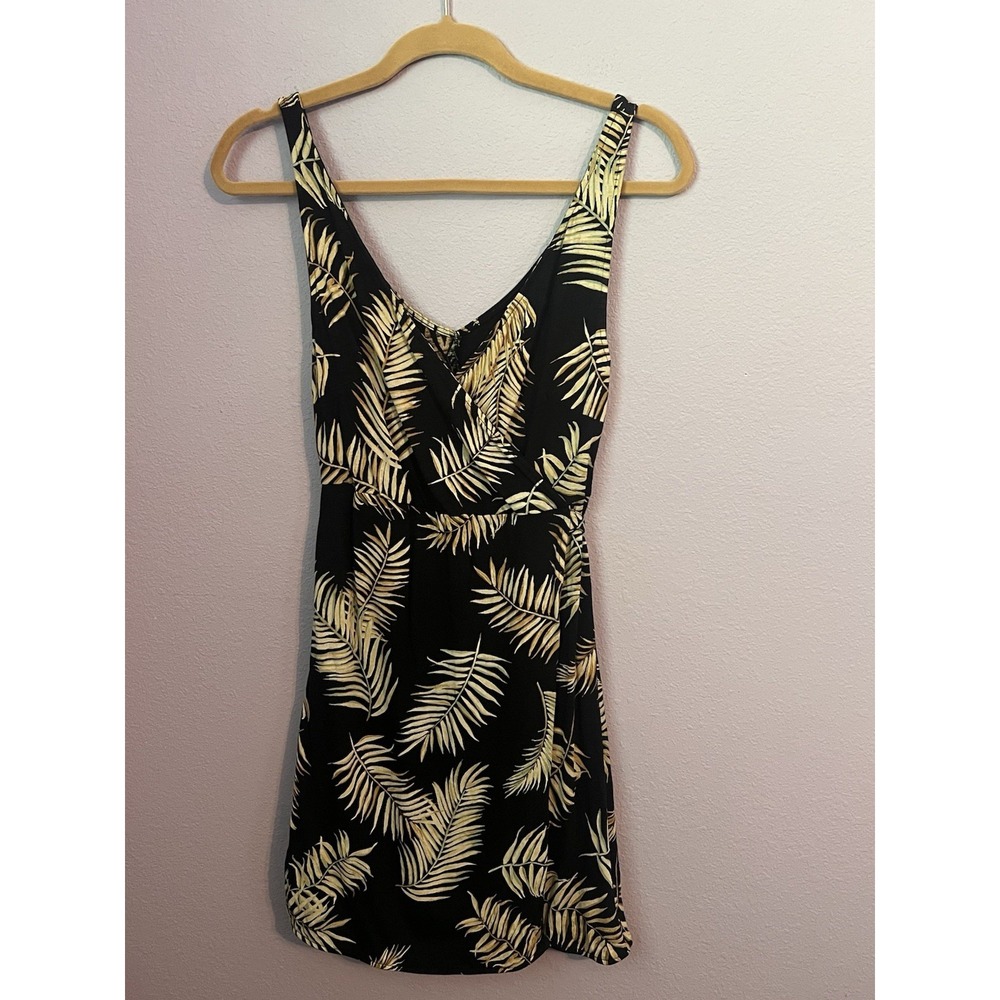 H&M Palm Leaf Black Mini Dress Size Small